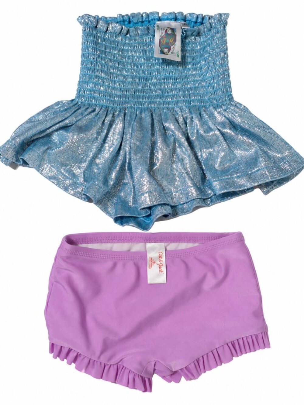 Cat & Jack/Art Class Girls Shorts Skort Lot of 2 XS 4/5 Metallic Purple